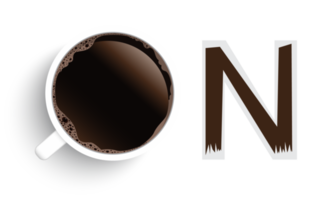 vista dall'alto realistica tazza di caffè nero e piattino isolati su sfondo bianco. illustrazione png