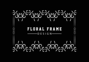 Elegant decorative black floral frame design free vector