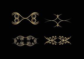 golden Decoration and ornaments elements set on black background. Floral ornament. vector