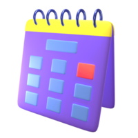 calendrier de bureau 3d avec des dates marquées icône de style dessin animé 3d png