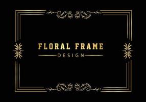 Vintage flourish ornament frame vector gold color for banner, wallpaper, invitation card