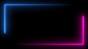 Square rectangle picture border with neon line. footage video effect seamless loop. 4K
