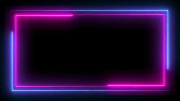 Square rectangle picture border with neon line. footage video effect seamless loop. 4K