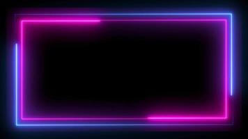 Square rectangle picture border with neon line. footage video effect seamless loop. 4K