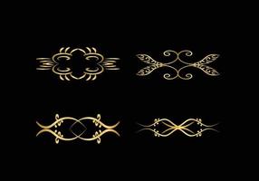 golden Decoration and ornaments elements set on black background. Floral ornament. vector