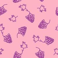 grapes seamless pattern hand drawn in doodle. fruits in a simple line style. vector