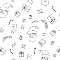 christmas and new year seamless pattern. hand drawn illustration in doodle style. vector