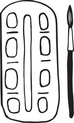 paint and brush hand drawn in doodle style. , scandinavian, monochrome. set of elements for design sticker, icon, card, banner, poster. school, drawing art
