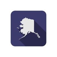 Alaska state on square red map with long shadow vector