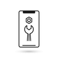 Mobile phone flat design with technical support icon vector