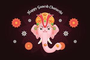 Ganesh Chaturthi Background With Cartoon Style vector