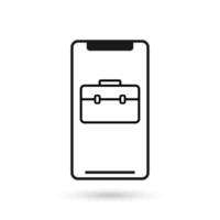 Mobile phone flat design with business case icon. vector