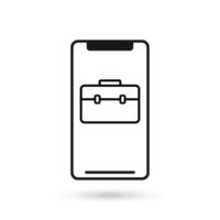 Mobile phone flat design with business case icon. vector