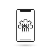 Mobile phone with Mass Customization flat design icon. vector