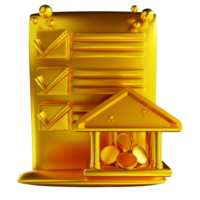 3D illustration golden document banking png