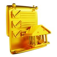 3D illustration golden document banking png