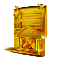 3D illustration golden document banking png