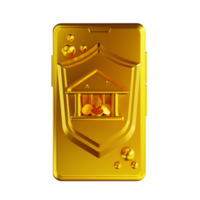 3D-Darstellung Goldenes mobiles Banking png