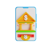 illustrazione 3d low poly denaro e mobile banking png