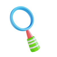 3D illustration low poly magnifying glass png
