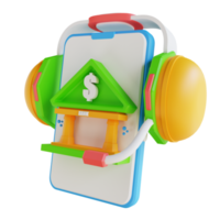 Suporte ao cliente de banco móvel de baixo poli de ilustração 3D png