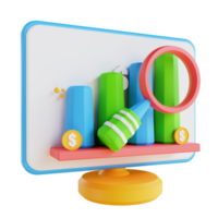 3d illustratie laag poly computer en data-analyse png