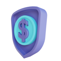3D illustration coin protection png