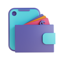3D illustration mobile wallet png