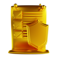 3D illustration golden document security png