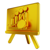 3D illustration golden general coin presentation graph up png