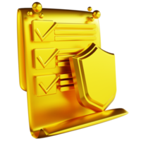 3D illustration golden document security png