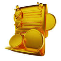 3D illustration golden general coin and checklist png