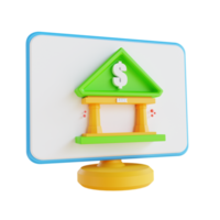 3D illustration low poly computer and banking png