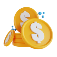 3D illustration low poly coin pile png