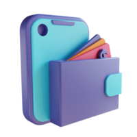 3D illustration mobile wallet png