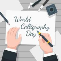 celebración del evento del día mundial de la caligrafía vector