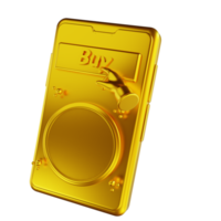 3D illustration golden general coin and bay per click png