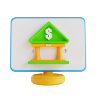 3D illustration low poly computer and banking png