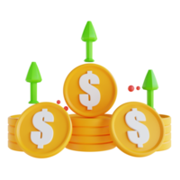 Gráfico de moneda de baja poli ilustración 3d arriba png