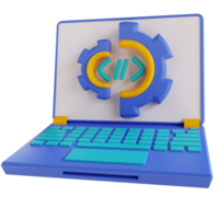 3d illustrazione codice impostazioni laptop png