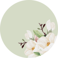 watercolor white magnolia thank you sticker collection png