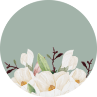 watercolor white magnolia thank you sticker collection png