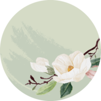 watercolor white magnolia thank you sticker collection png