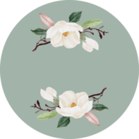 collezione di adesivi grazie alla magnolia bianca dell'acquerello png