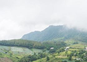 alta montaña con la niebla. foto