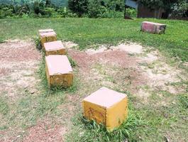 Concrete cube seat. photo