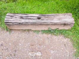 Old wooden bench from the sleeper. photo