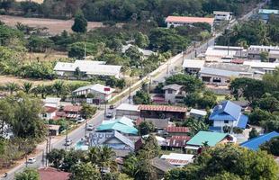 Aerial view of the urban area in the small town. photo