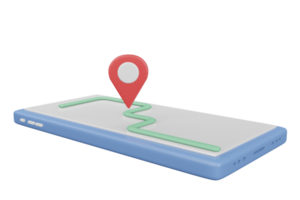 3D smartphone navigator locatie pin, mobiele telefoon 3d render illustratie png