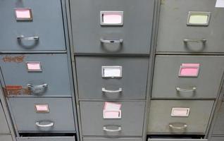 Old filing cabinet with the label frame. photo